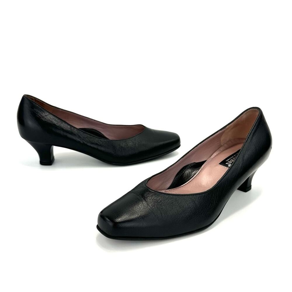 BeautiFeel Kitten Heel Pump Size 6-6.5/37 Black Leather Cushioned Antislip Comfy